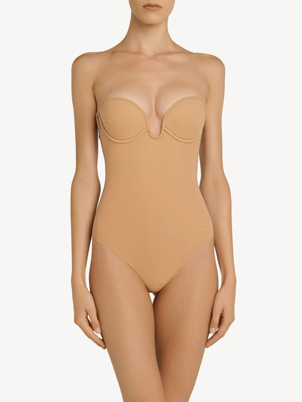 La Perla Second Skin Bodysuit, Size 34D, Nude, Amaretto-coloured Padded Bra